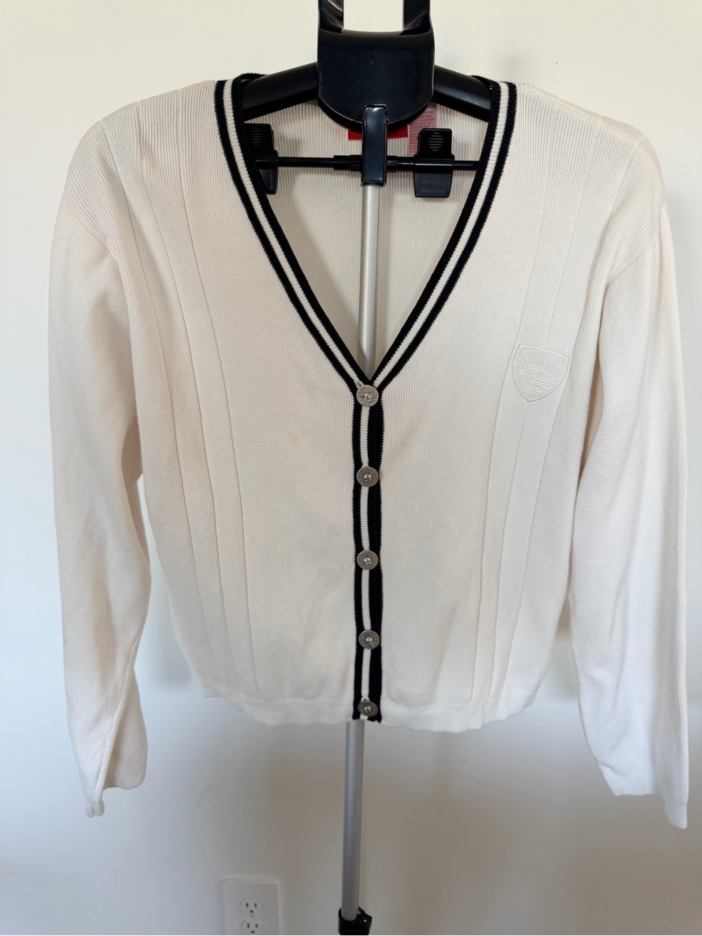 Liz Claiborne Cream Cardigan with Black Trim